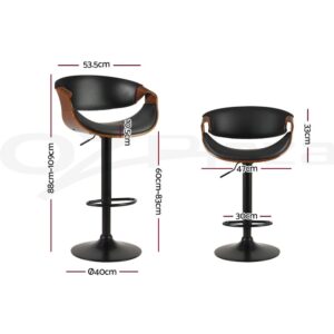 Artiss Bar Stools X3 Kitchen Counter Chair Gas Lift Swivel Pu Ambrus Black Product Image