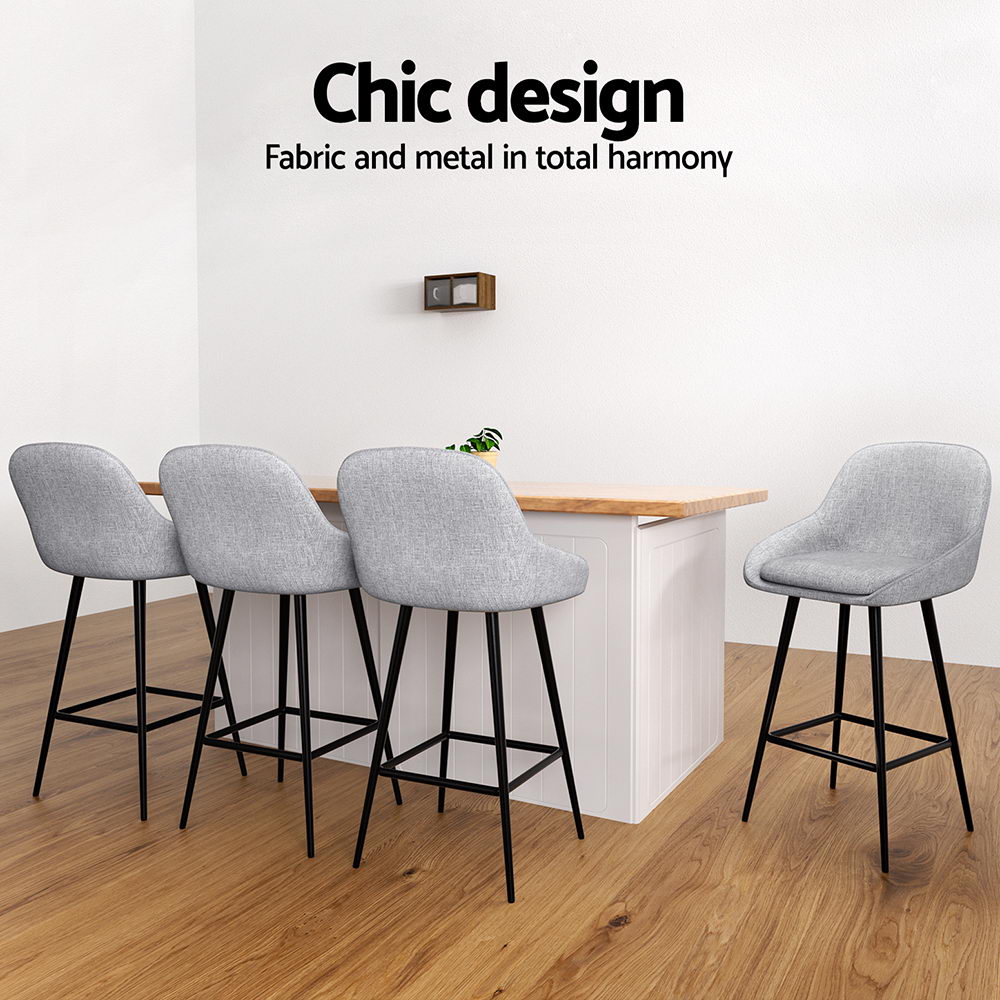 Artiss 4X Bar Stools | Upholstered Kitchen Dining Seats – Sumo Deals Artiss 4X Bar Stools Upholstered Stool Counter Seat Kitchen Dining Chairs Product Image