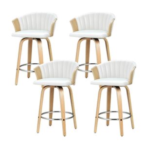 Artiss 4x Bar Stools Swivel Leather Chairs Wooden product image