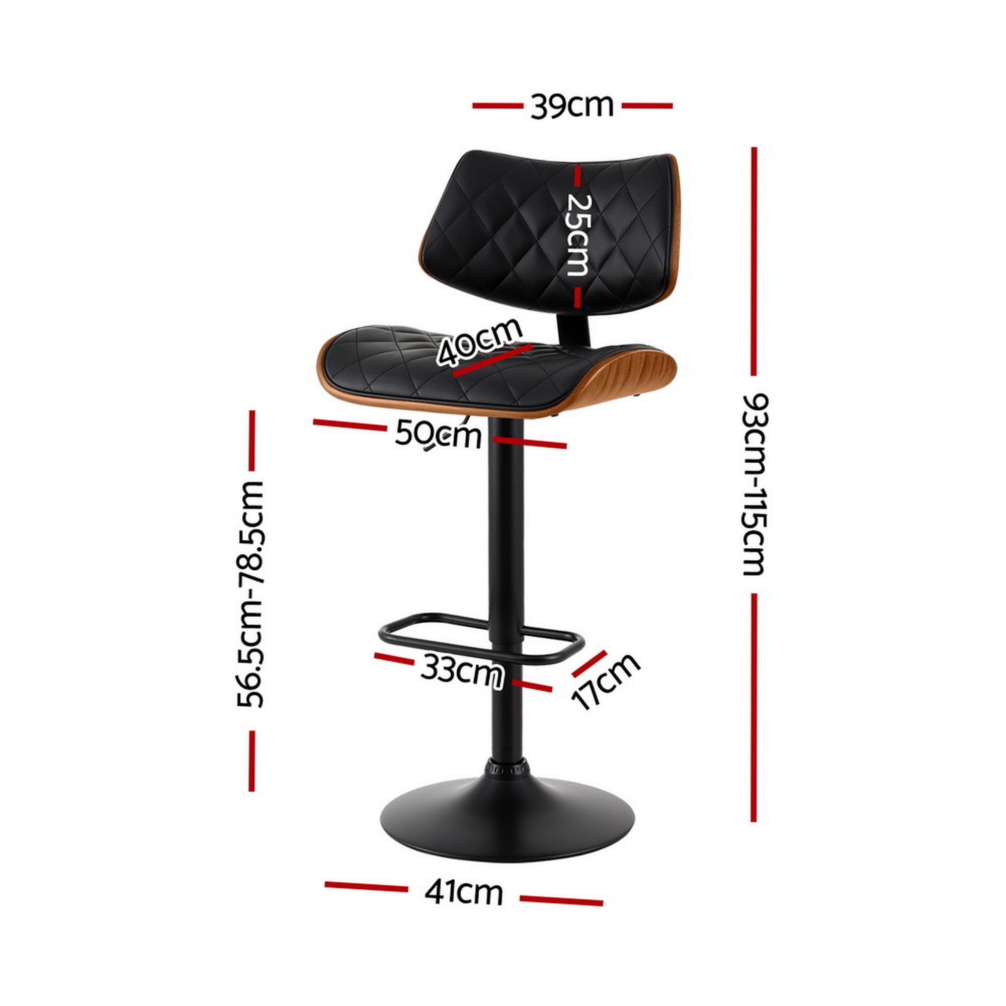 Artiss 4X Bar Stools | Gas Lift, Wood &Amp; Leather – Sumo Deals Artiss 4X Bar Stools Kitchen Dining Chairs Gas Lift Stool Wooden Leather Black Product Image