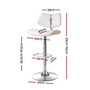 Artiss 2X White Wooden Bar Stools With Gas Lift – Sumo Deals Artiss 2X Bar Stools Kitchen Dining Chairs Gas Lift Stool Wooden Leather White Product Image