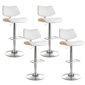 Artiss 4X Bar Stools Kitchen Dining Chairs Gas Lift Stool Wooden Leather White Product Image