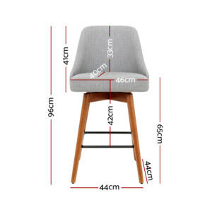 Artiss 2X Bar Stools Swivel Seat Wooden Grey Product Image