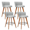 Artiss 4x Bar Stools Linen Padded Wooden Grey product image