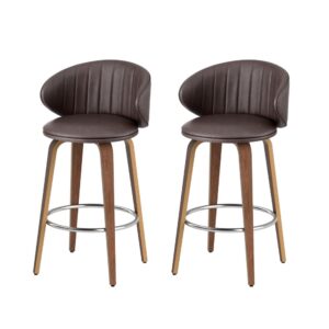 2x Artiss Bar Stools Dining Chairs Contoured Leather Wood Stool product image