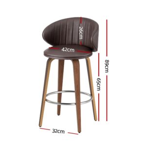 2X Artiss Bar Stools | Contoured Leather &Amp; Wood – Sumo Deals 2X Artiss Bar Stools Dining Chairs Contoured Leather Wood Stool Product Image