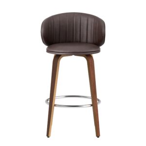 2X Artiss Bar Stools | Contoured Leather &Amp; Wood – Sumo Deals 2X Artiss Bar Stools Dining Chairs Contoured Leather Wood Stool Product Image