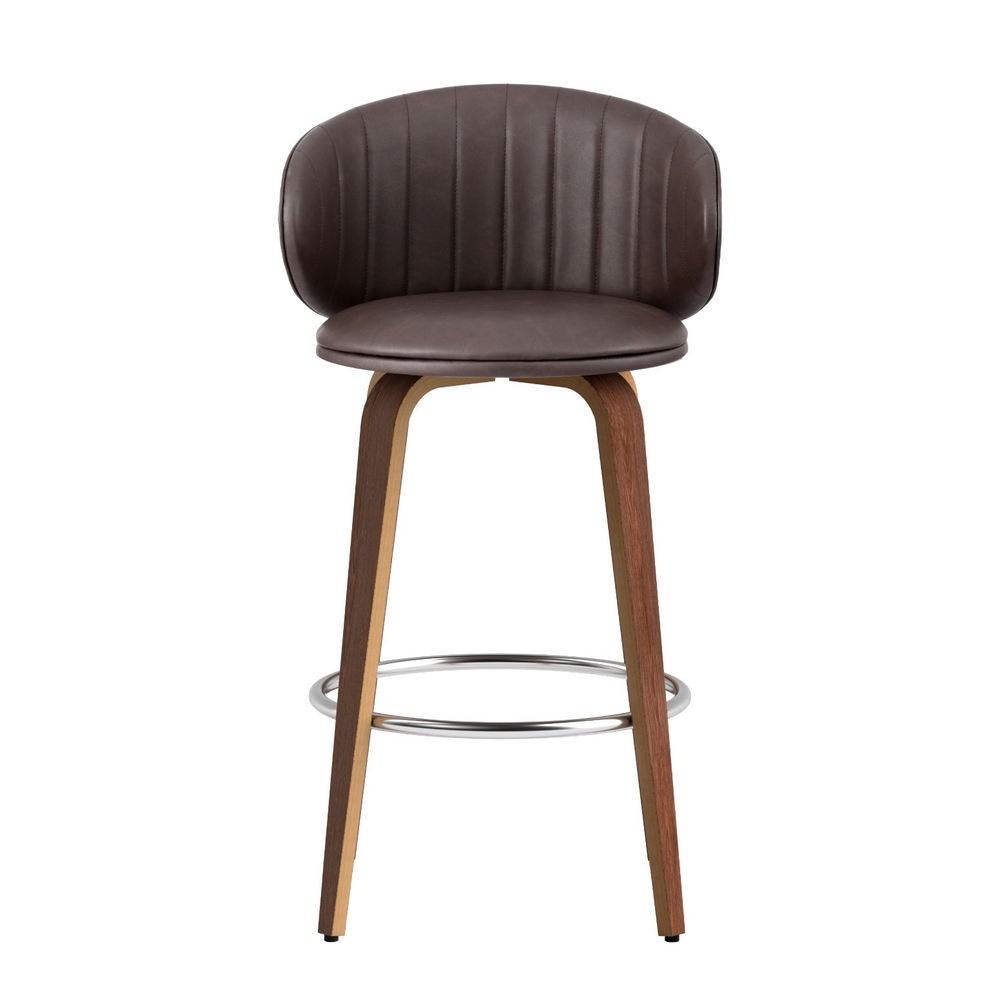 2X Artiss Bar Stools | Contoured Leather &Amp; Wood – Sumo Deals 2X Artiss Bar Stools Dining Chairs Contoured Leather Wood Stool Product Image