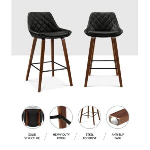Artiss 2X Bar Stools Pu Seat Wooden Product Image
