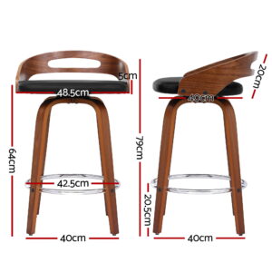 Artiss Swivel Bar Stools (Set Of 2) - Black Pu Cushion – Sumo Deals Artiss 2X Bar Stools Swivel Dining Chairs Low Back Counter Seat Pu Cushion Product Image