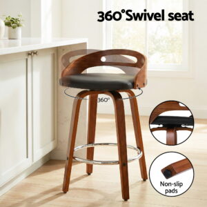 Artiss Swivel Bar Stools (Set Of 2) - Black Pu Cushion – Sumo Deals Artiss 2X Bar Stools Swivel Dining Chairs Low Back Counter Seat Pu Cushion Product Image
