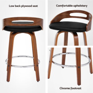 Artiss Swivel Bar Stools (Set Of 2) - Black Pu Cushion – Sumo Deals Artiss 2X Bar Stools Swivel Dining Chairs Low Back Counter Seat Pu Cushion Product Image