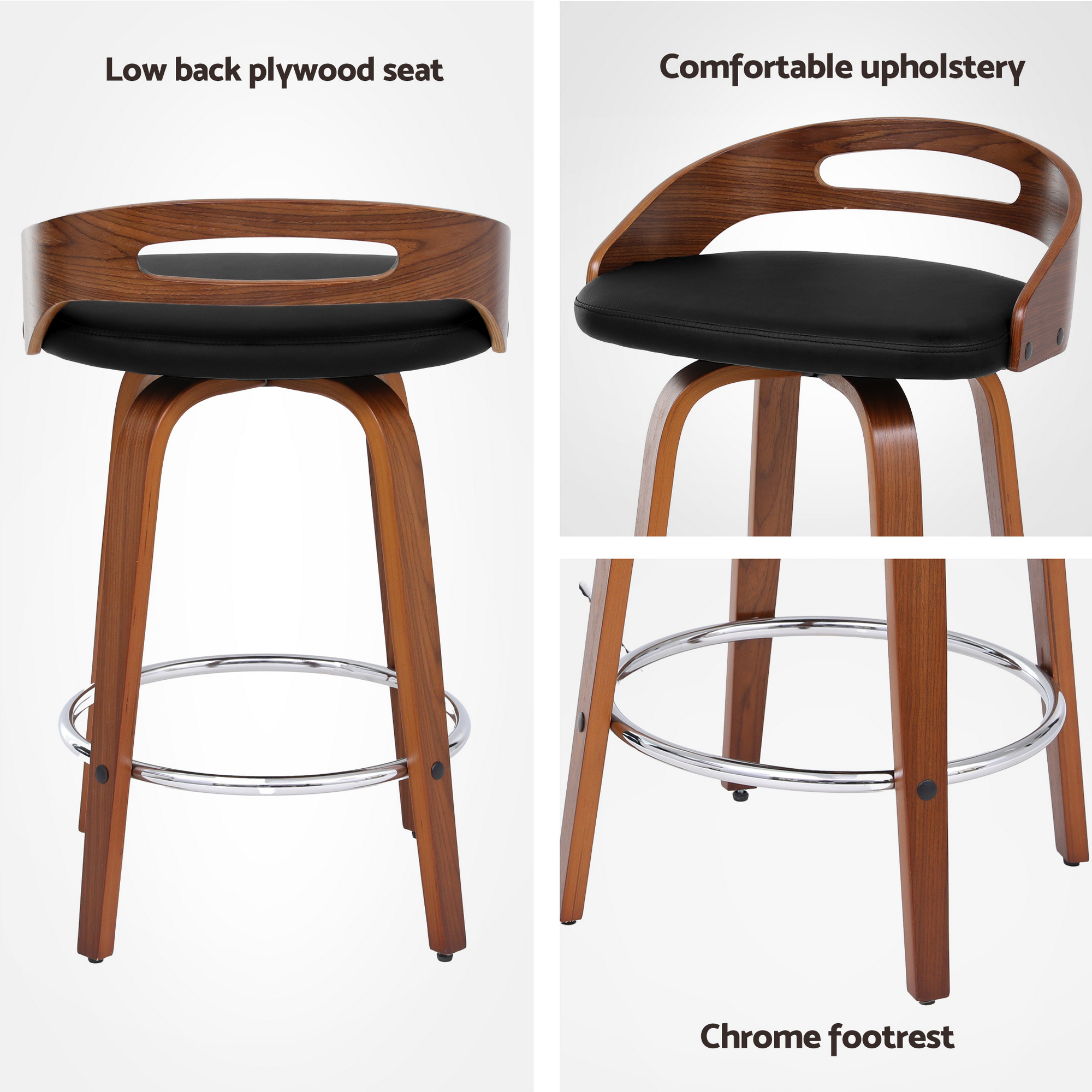 Artiss Swivel Bar Stools (Set Of 2) - Black Pu Cushion – Sumo Deals Artiss 2X Bar Stools Swivel Dining Chairs Low Back Counter Seat Pu Cushion Product Image