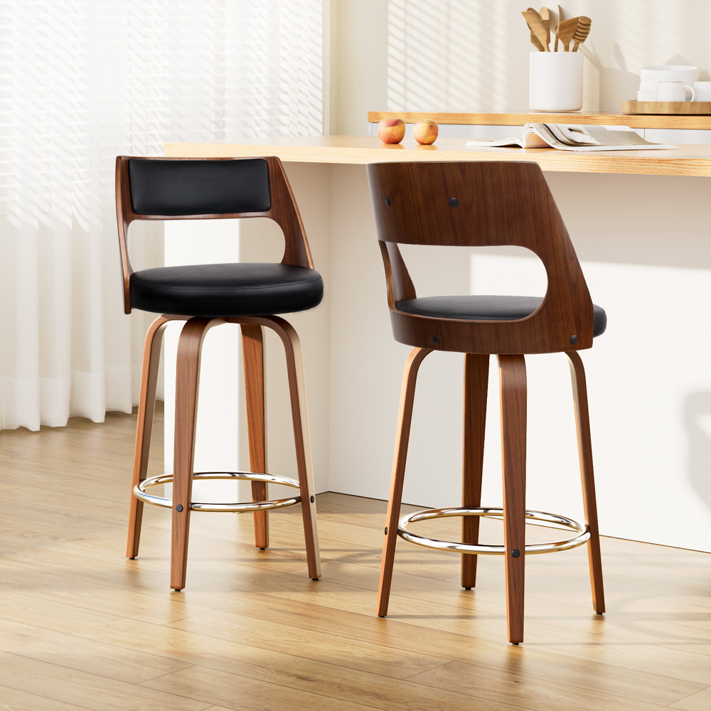 Artiss 2X Swivel Bar Stools | 65Cm Leather Chairs – Sumo Deals Artiss 2X Bar Stools Swivel Leather Chair 65Cm Product Image