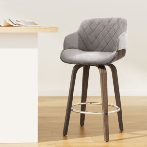 Artiss Bar Stools Swivel Velvet Padded Wooden product image