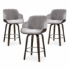 Artiss Bar Stools Set Of 3 Kitchen Wooden Bar Stool Dining Chair Swivel Velvet Product Image