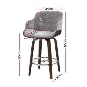 Artiss Bar Stools Set Of 3 Kitchen Wooden Bar Stool Dining Chair Swivel Velvet Product Image