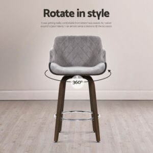 Artiss Bar Stools Set Of 3 Kitchen Wooden Bar Stool Dining Chair Swivel Velvet Product Image