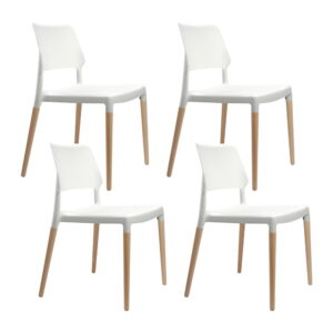 Artiss Dining Chairs Set of 4 Plastic Wooden Stackable White product image