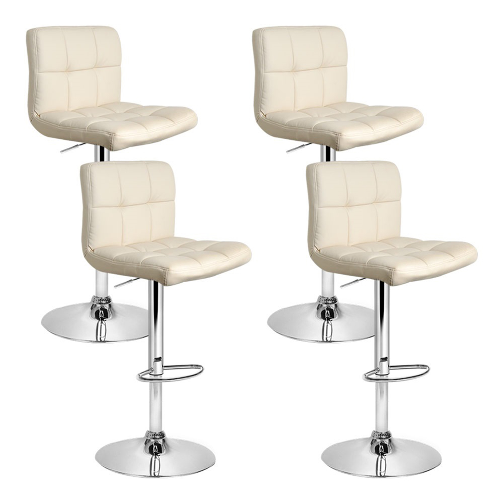 Artiss 4X Beige Leatherette Gas Lift Bar Stools – Sumo Deals Artiss 4X Bar Stools Leather Gas Lift Beige Product Image