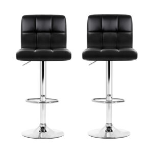 Artiss 2X Bar Stools Leather Gas Lift Black Product Image