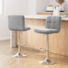 Artiss 2X Gas Lift Bar Stools - Fabric Grey – Sumo Deals Artiss 2X Bar Stools Kitchen Dining Chairs Counter Stool Gas Lift Fabric Grey Product Image