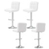 Artiss 4x Bar Stools Leather Gas Lift White product image