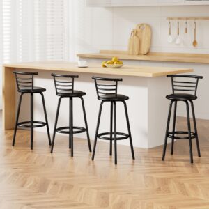 Artiss 4x Bar Stools Swivel Leather Padded Metal product image