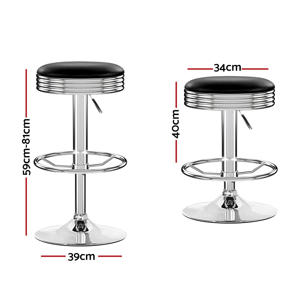 Artiss Set Of 2 Black Pu Leather Bar Stools – Sumo Deals Artiss Set Of 2 Backless Pu Leather Bar Stools - Black And Chrome Product Image