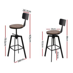 Artiss 4X Bar Stools | Adjustable Wood &Amp; Metal – Sumo Deals Artiss 4X Bar Stools Kitchen Dining Chairs Adjustable Wood Stool W/Backrest Product Image