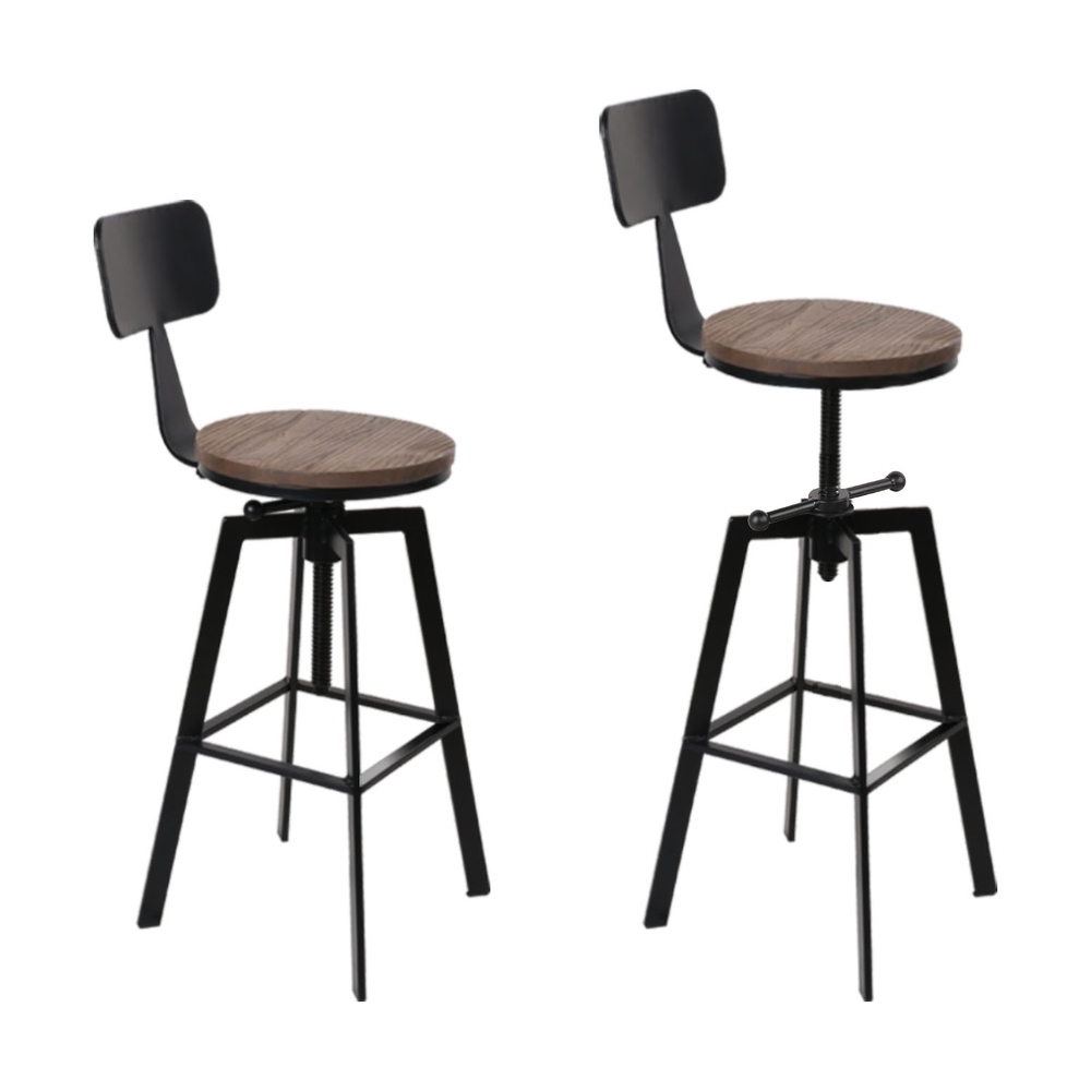 Artiss 4X Bar Stools | Adjustable Wood &Amp; Metal – Sumo Deals Artiss 4X Bar Stools Kitchen Dining Chairs Adjustable Wood Stool W/Backrest Product Image