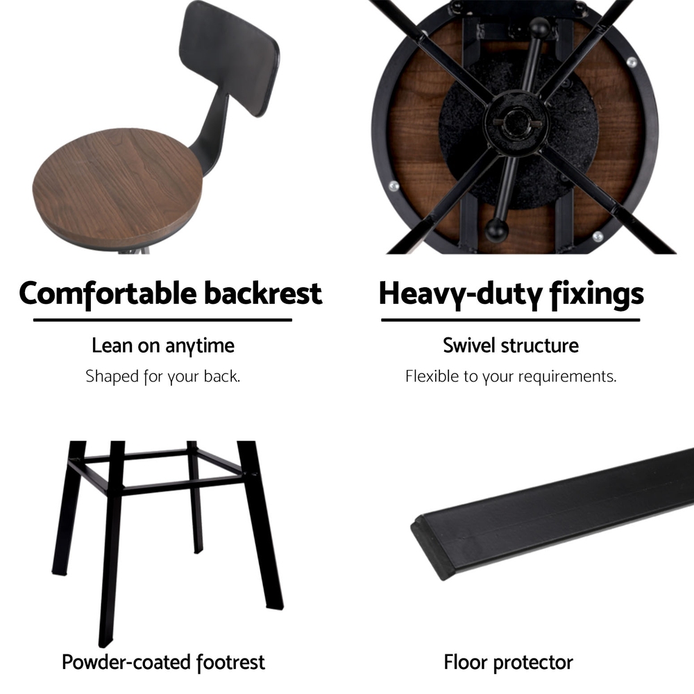 Artiss 4X Bar Stools | Adjustable Wood &Amp; Metal – Sumo Deals Artiss 4X Bar Stools Kitchen Dining Chairs Adjustable Wood Stool W/Backrest Product Image