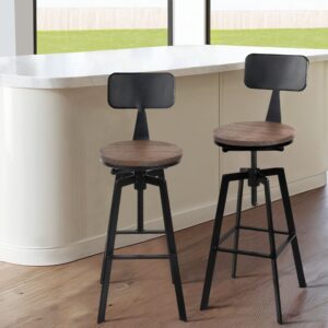 Artiss 4x Bar Stools Kitchen Dining Chairs Adjustable Wood Stool w/Backrest product image