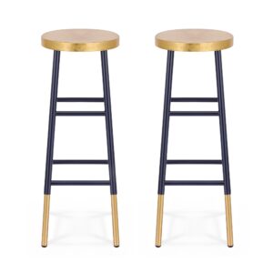 Artiss Metal Gold Navy Bar Stools (Set Of 2) – Sumo Deals Artiss 2X Bar Stools Metal Gold Navy Product Image