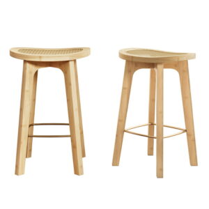 Artiss 2x Bar Stools Bamboo Rattan Stool Counter Chair Kitchen Barstools product image