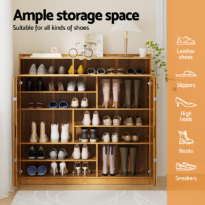 Artiss Bamboo Shoe Cabinet - 30 Pair Storage – Sumo Deals Artiss Shoe Rack Cabinet 30 Pairs Storage Cupboard Bamboo Product Image