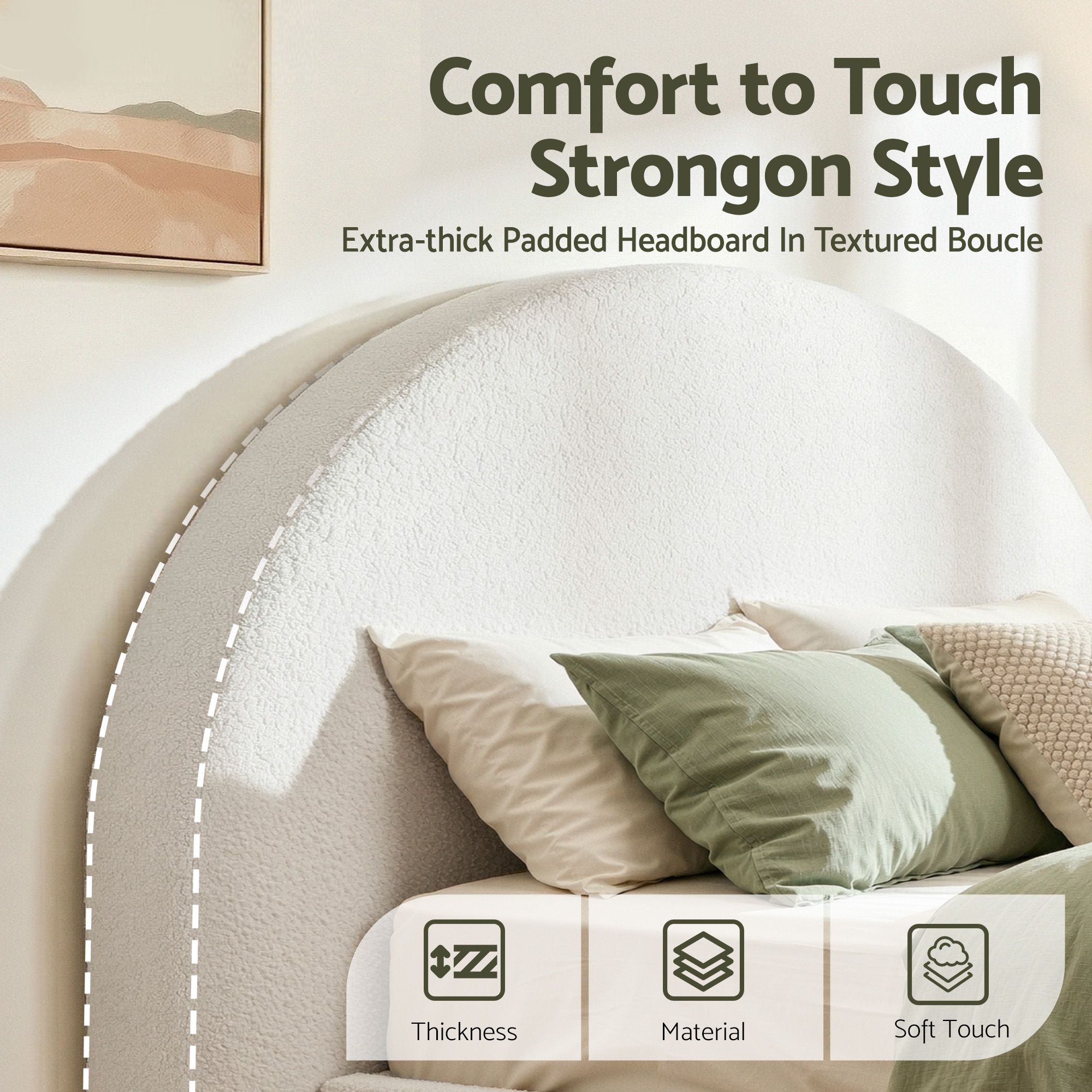 Artiss Double Boucle Headboard | No-Assembly Soft Backrest – Sumo Deals Artiss Double Size Headboard For Bed Frame Boucle Fabric No-Assembly Vacuum Compressed Soft Backrest Product Image