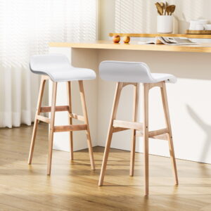 Artiss 2x Bar Stools Wooden Stool White product image