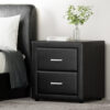Artiss Bedside Table 2 Drawers Side Table Leather - CADEN Black product image