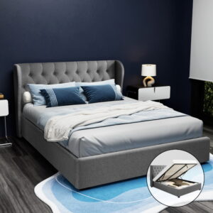 Artiss Bed Frame Queen Size Gas Lift Grey ISSA product image