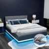 Artiss Bed Frame Queen Size LED Gas Lift Grey LUMI product image