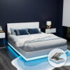 Artiss Bed Frame Queen Size LED Gas Lift White LUMI product image