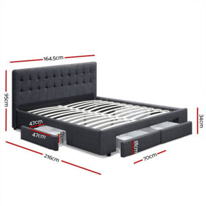 Artiss Queen Bed Frame With 4 Drawers - Charcoal Avio – Sumo Deals Artiss Bed Frame Queen Size With 4 Drawers Charcoal Avio Product Image