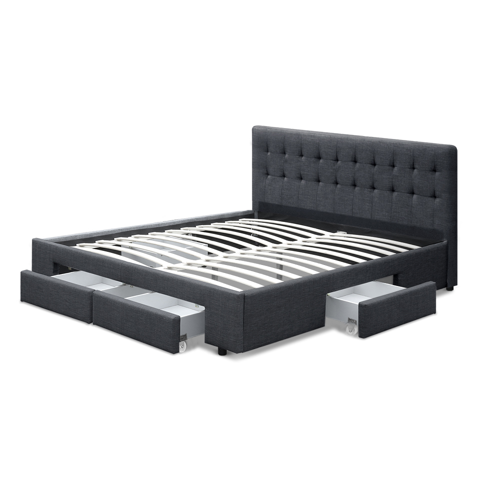 Artiss Queen Bed Frame With 4 Drawers - Charcoal Avio – Sumo Deals Artiss Bed Frame Queen Size With 4 Drawers Charcoal Avio Product Image