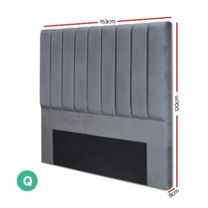 Artiss Vela Queen Velvet Bed Headboard - Grey – Sumo Deals Artiss Bed Head Headboard Queen Velvet - Vela Grey Product Image