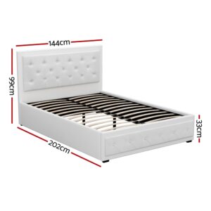 Artiss Bed Frame Double Size Gas Lift White Tiyo Product Image