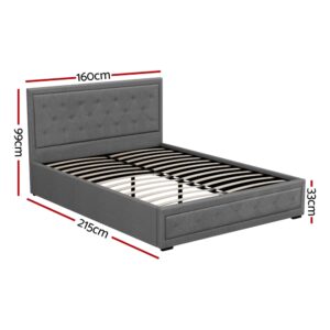 Artiss Bed Frame Queen Size Gas Lift Grey Tiyo Product Image