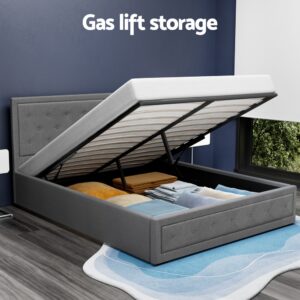 Artiss Bed Frame Queen Size Gas Lift Grey Tiyo Product Image