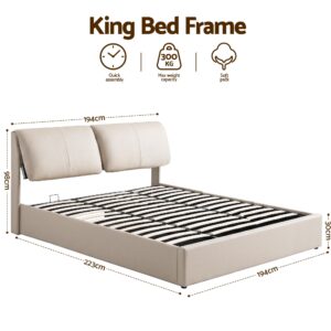 Artiss King Bed Frame Gas Lift Storage 3 Drawers Adjustable Headboard Platform Base Product Image