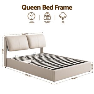 Artiss Queen Bed Frame Gas Lift Storage 3 Drawers Adjustable Headboard Platform Base Product Image